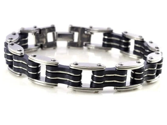 Men's Stainless Steel/Ceramic Link Chain Bracelets & Bangles