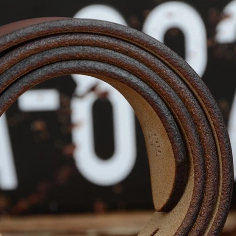 Genuine Leather Men's Belt, Vintage Style 100-115 cm