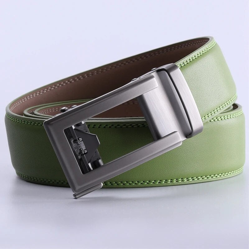 Men's Brown Coffee/Black/Grass Green Belt With Automatic Ratchet Buckle