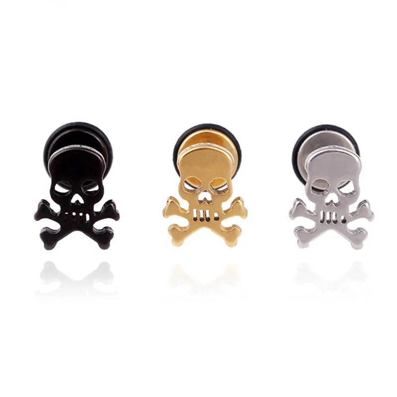 1 piece Fashion Skull Stud Earrings High Quality Stainless Steel Jewelry