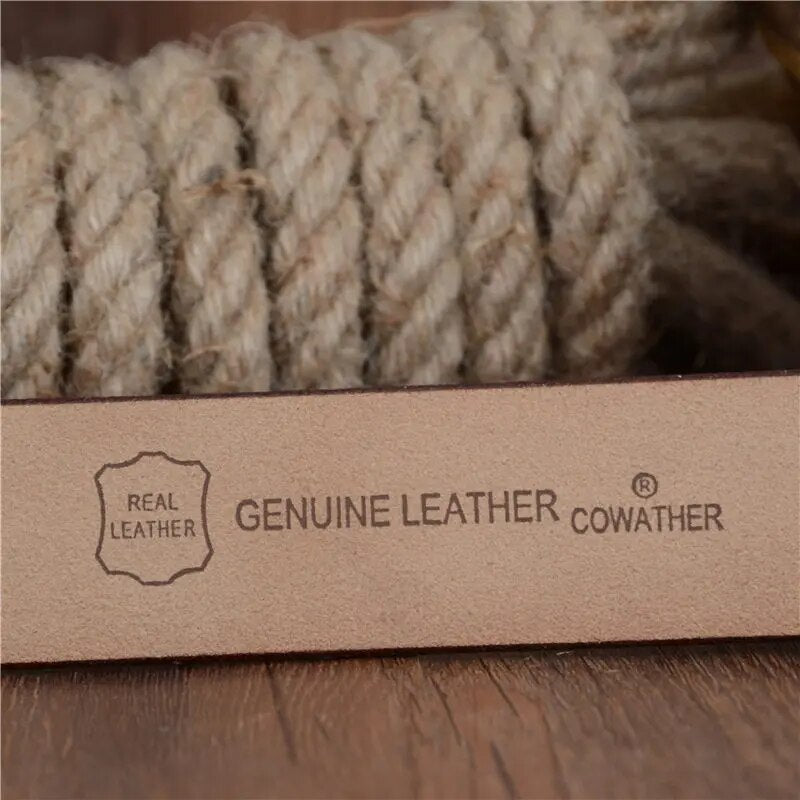 Genuine Leather Men's Belt, Vintage Style 100-115 cm