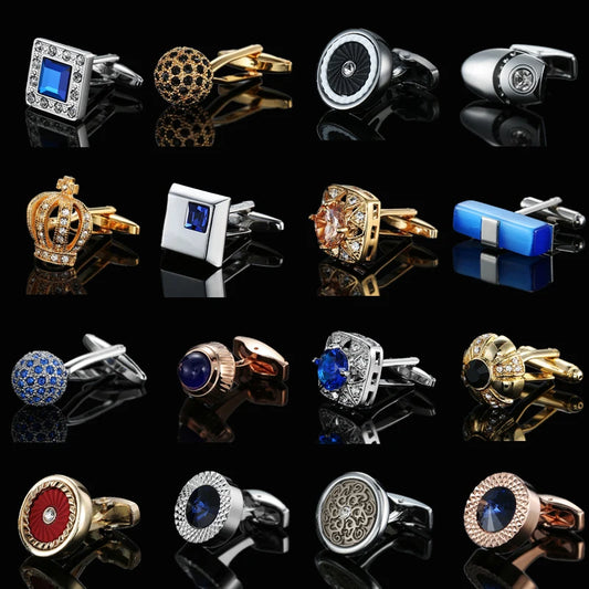 Designer Men's French Luxury Crystal Zircon Cufflink