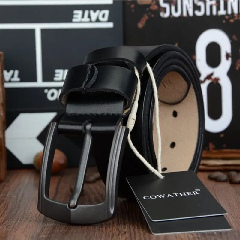 Genuine Leather Men's Belt, Vintage Style 100-115 cm