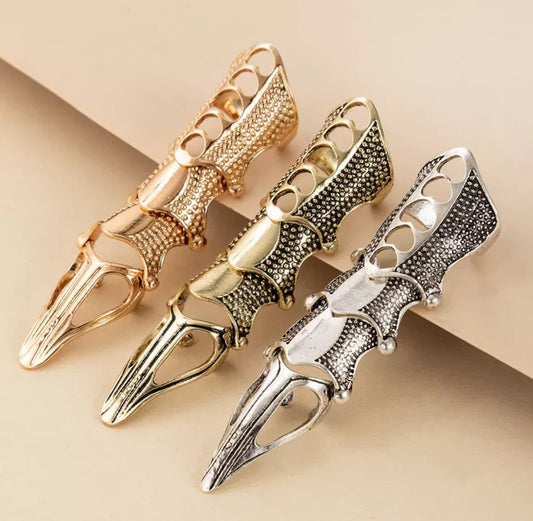 Men's Docona Punk knight Skull Double Finger Ring/Knuckle Armour