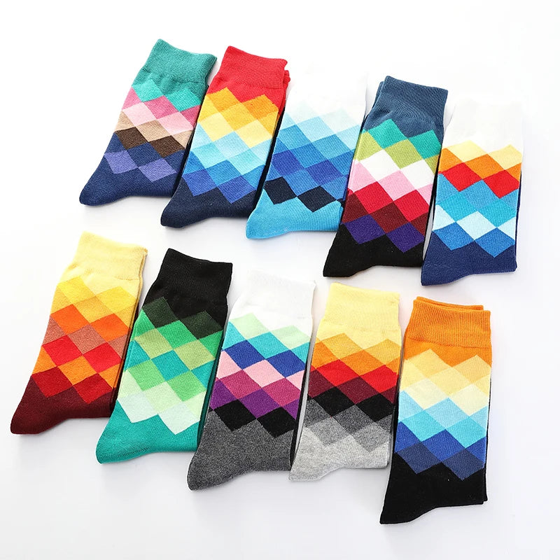 Men's Cotton Crew Argyle Socks For Business Fashion