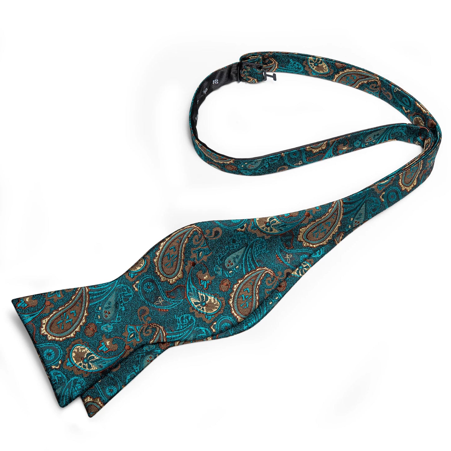 3 Piece Brand New Men's Bow Tie Teal Green Blue Paisley Floral Silk Bow Tie