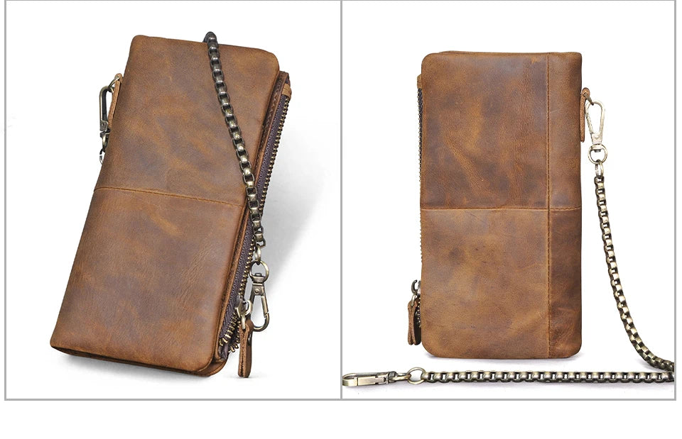 New Wine Natural Real leather Vintage Check book/Card Case/Snap Chain Organiser Wallet
