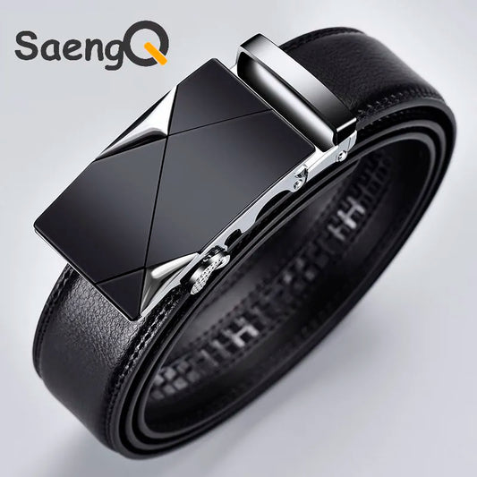 Mens High Quality Luxury Faux Leather Belt For Men With Automatic Buckle