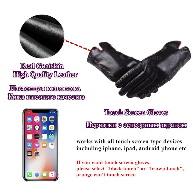 Men's Genuine Leather Gloves/Touch Screen Gloves