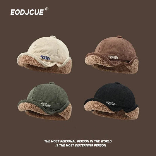 Wool Thickened Duckbill Bomber Flying Caps for Men