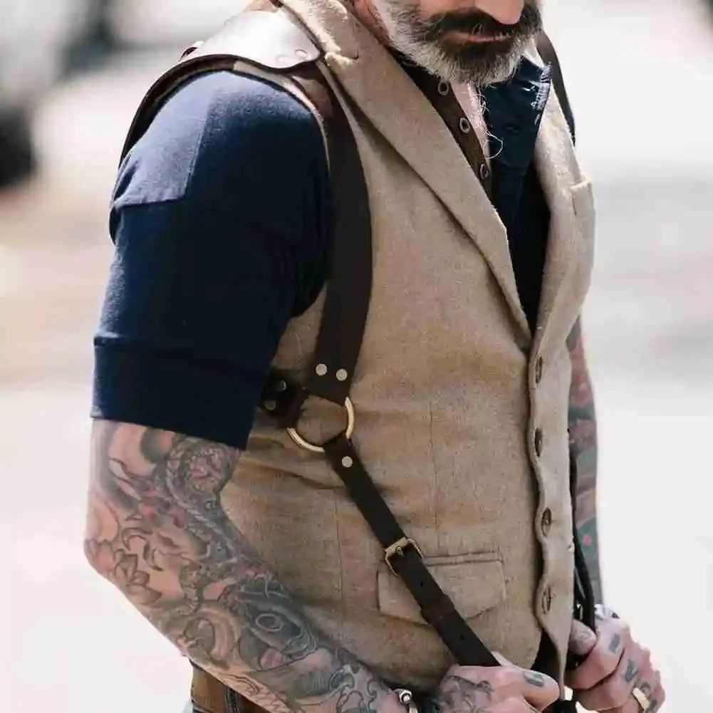 Men's Suspenders Belts New Fashion Gentle Sportsman Suspenders Leather Straps Adult Belts Suspenders Vintage Leather Straps