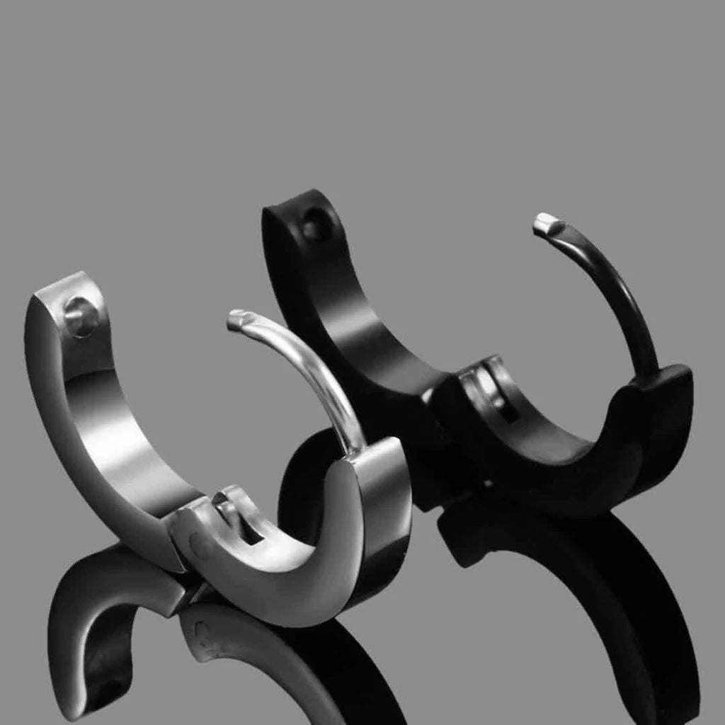 Stainless Steel Vintage Round Hoop Earrings For Men