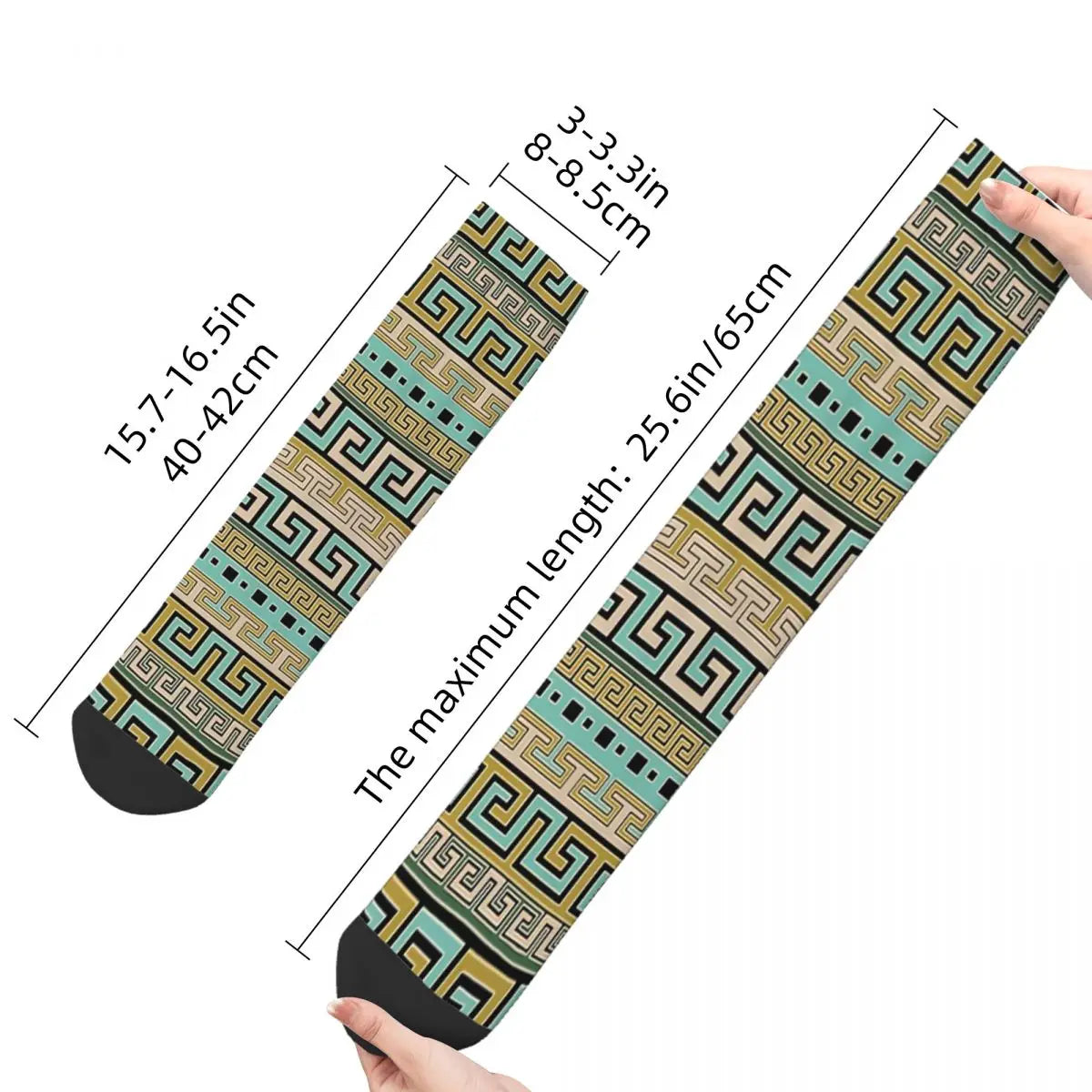 Men's Retro Meander Pattern Greek Key Ornament Seamless Sock
