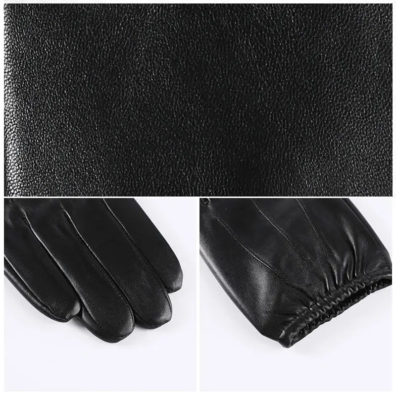 Men Winter Sheepskin Leather Gloves