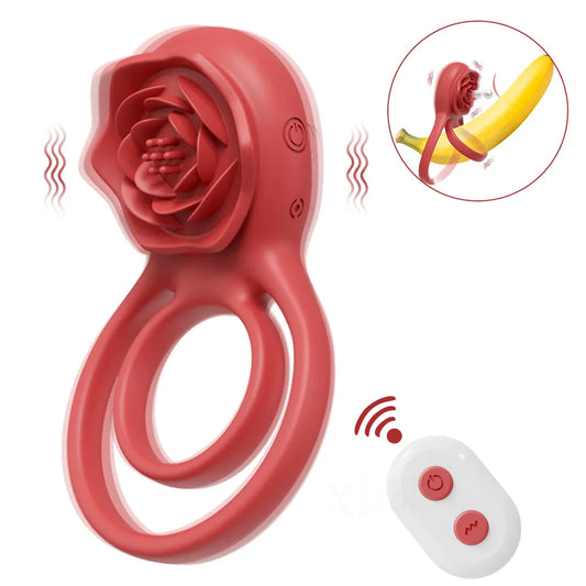 Rose Vibrator Lock Ring With Wireless Remote Control