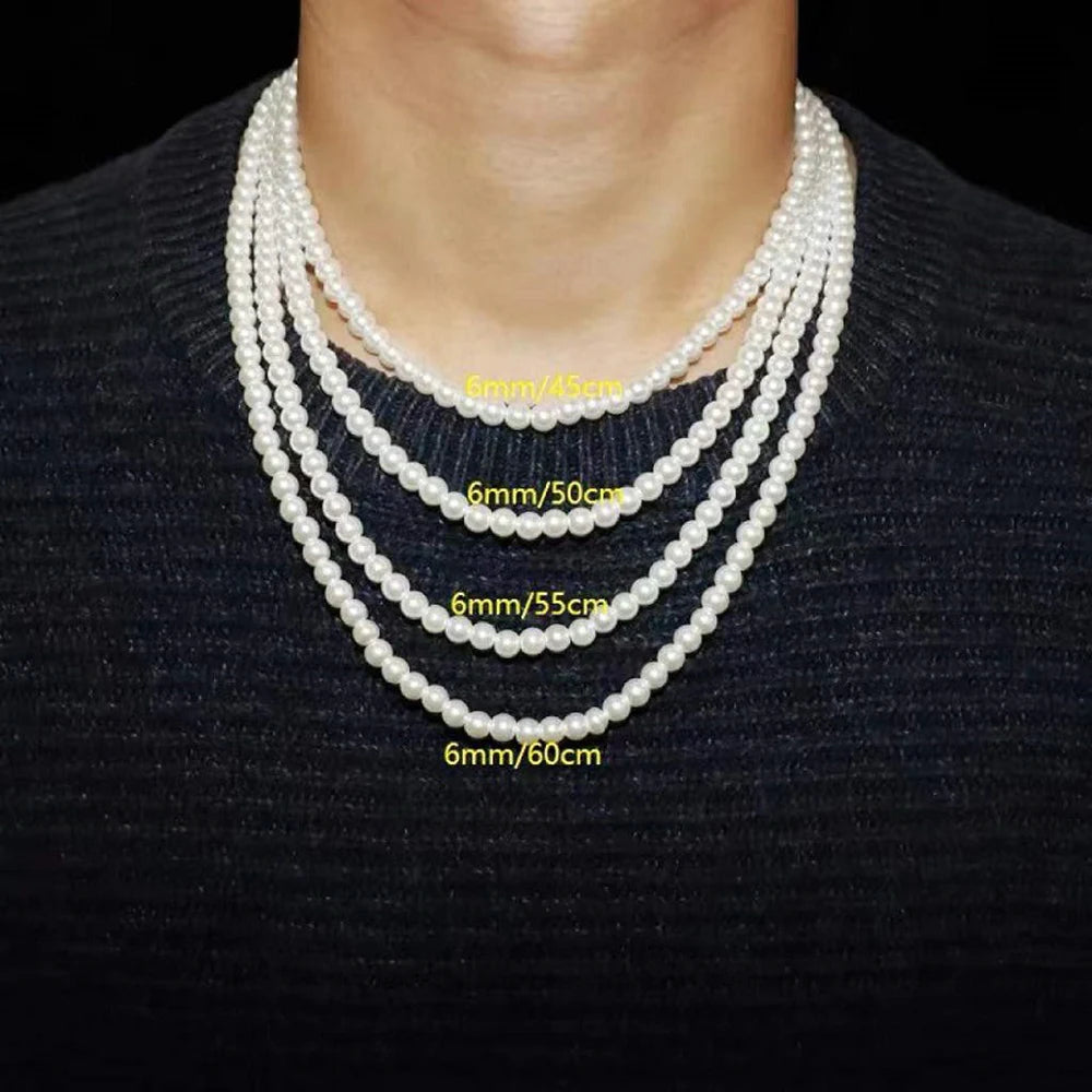 Men's Strand Bead Pearl Necklace