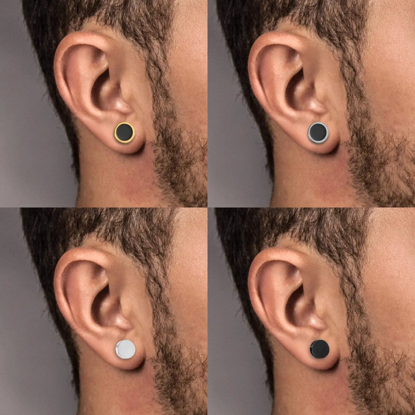 6-12 Pcs Mens Stud Earring Set Stainless Steel Ear Stud Screw Back