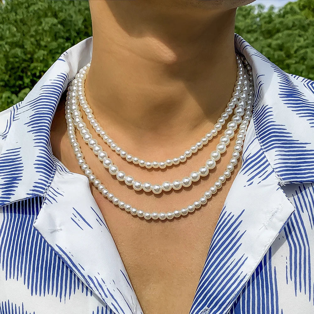 Men's Strand Bead Pearl Necklace