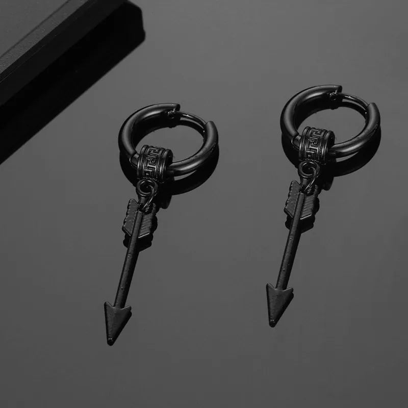 Stainless Steel Stud Vintage Black Earrings