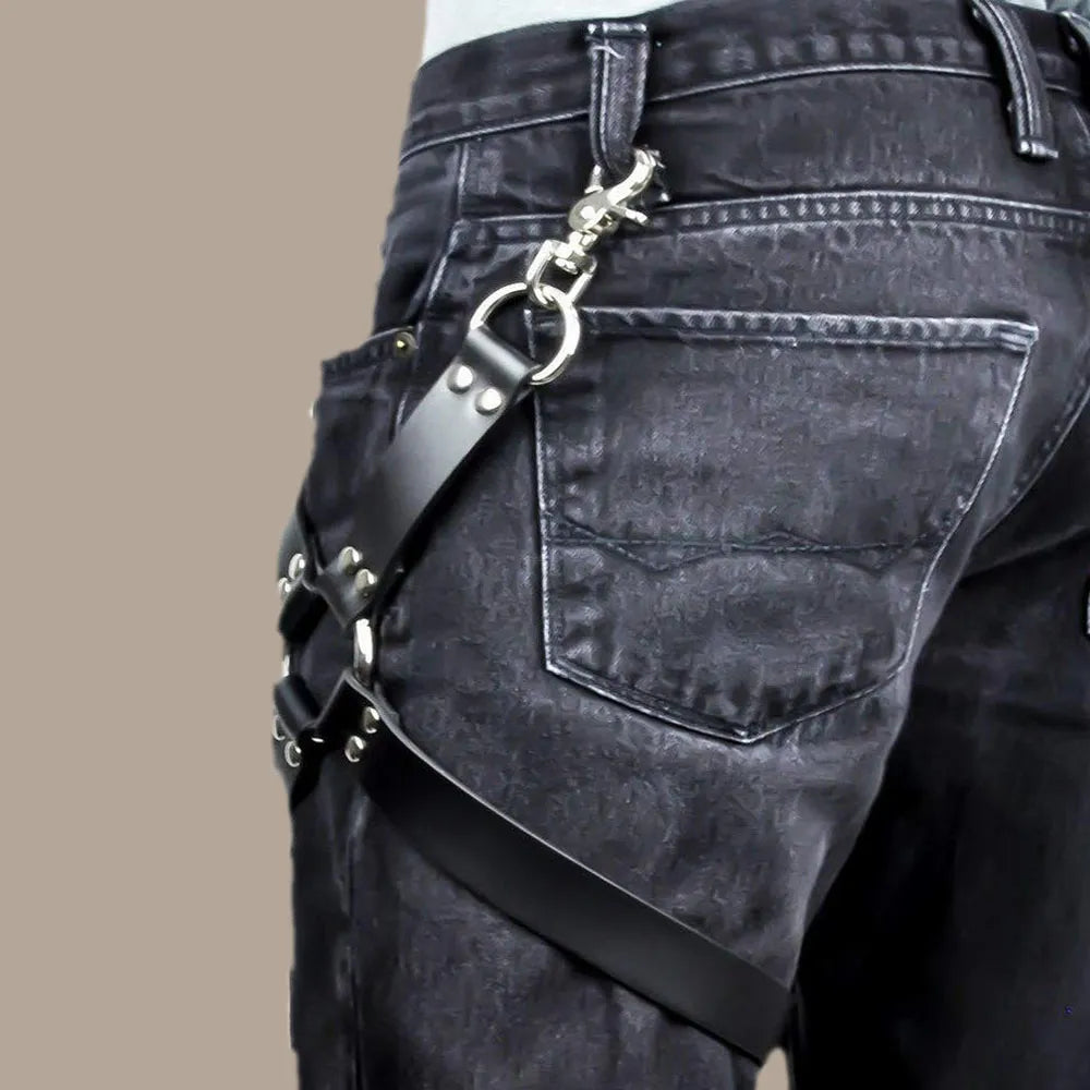 Punk Suspender Men Pu Leather Harness Garter Leg Belt