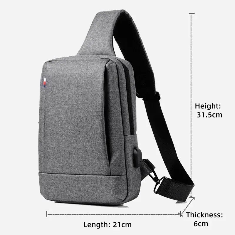 MEN'S Crossbody Casual Waterproof Shoulder Bag, Diagonal Backpack, Large Capacity Oxford Cloth