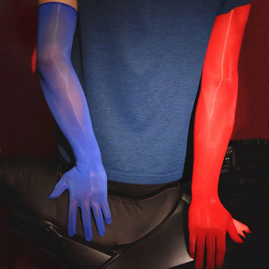 Multicolor Men Elasticity Smooth Shiny Solid Long Stockings Gloves