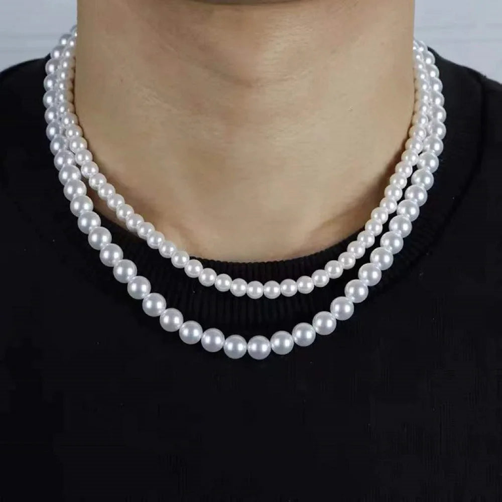 Men's Strand Bead Pearl Necklace