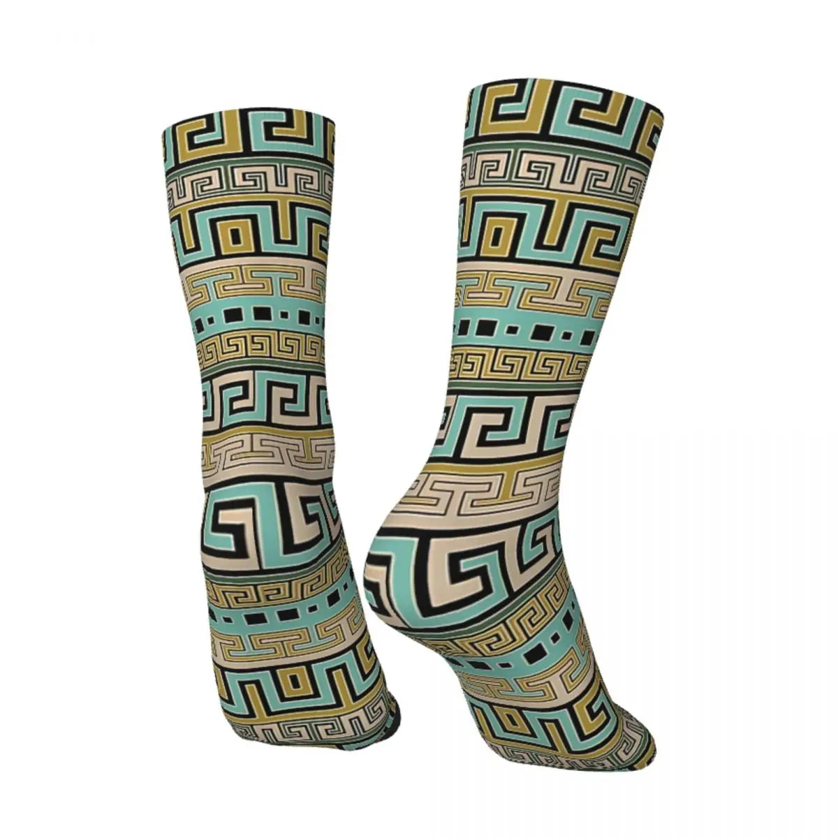 Men's Retro Meander Pattern Greek Key Ornament Seamless Sock