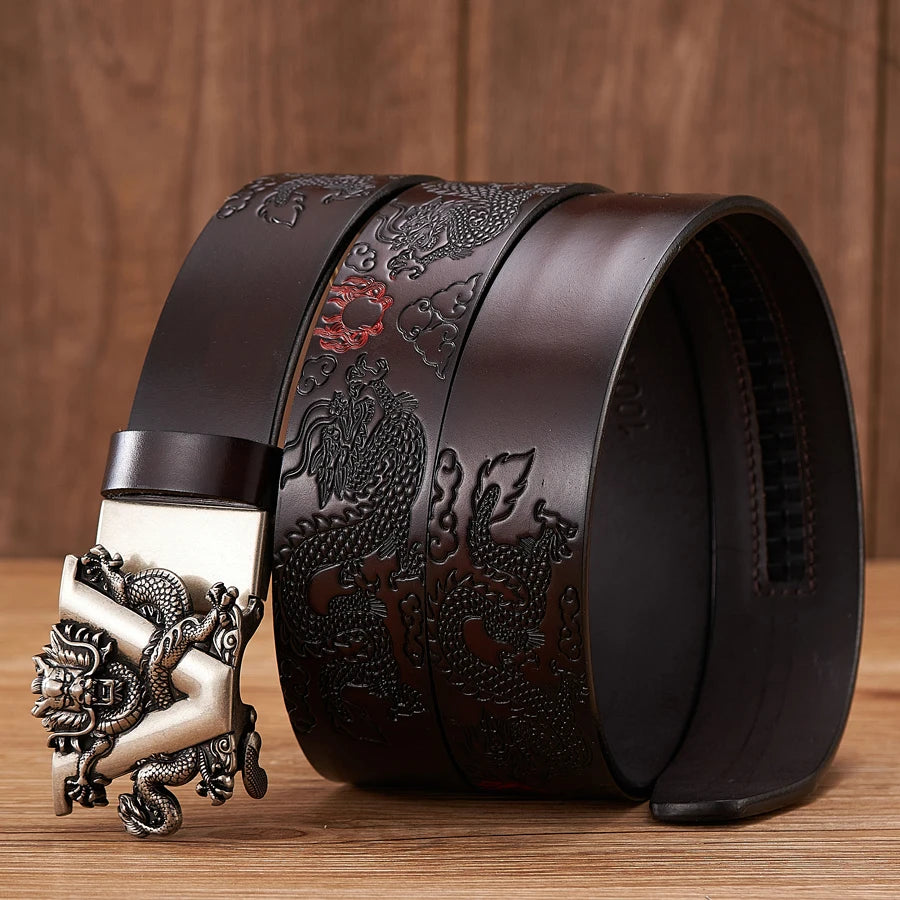 Male Vendetta Chinese Dragon Belt Carving Dragon Pattern With Automatic Buckle