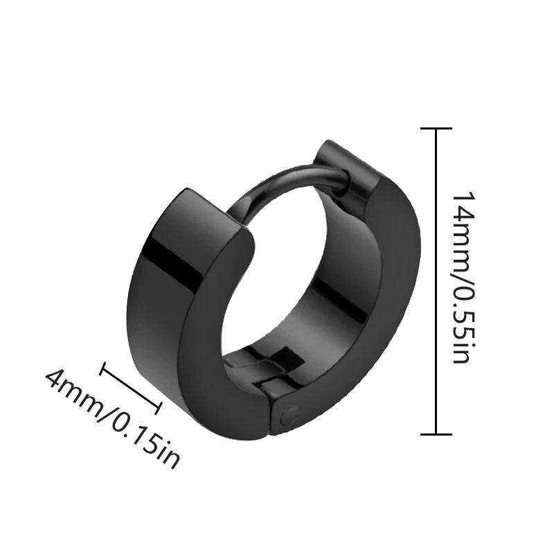 Stainless Steel Vintage Round Hoop Earrings For Men