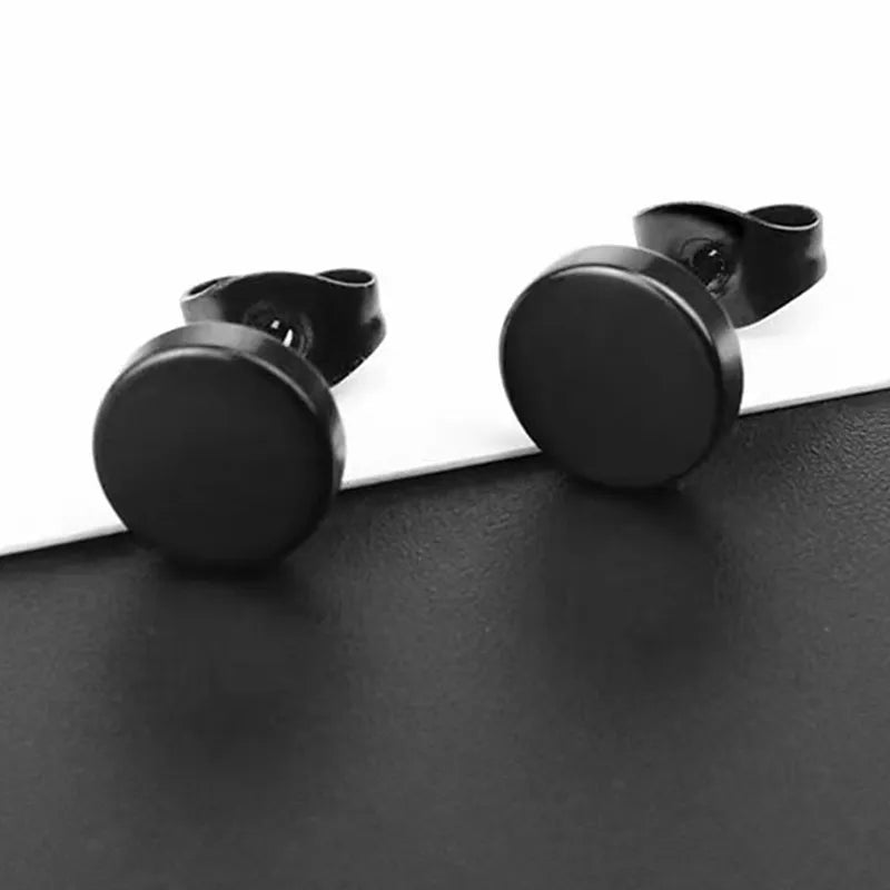 Stainless Steel Stud Vintage Black Earrings