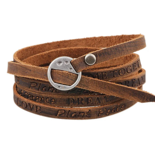 Men's Vintage Bohemian Style Multilayer Wrap Genuine Leather Bracelet