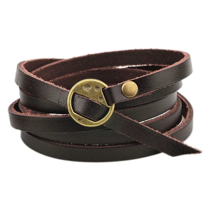 Men's Vintage Bohemian Style Multilayer Wrap Genuine Leather Bracelet