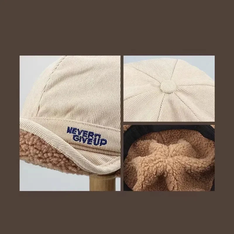 Wool Thickened Duckbill Bomber Flying Caps for Men