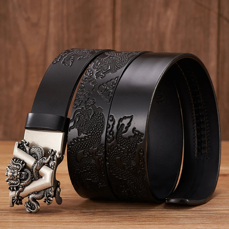Male Vendetta Chinese Dragon Belt Carving Dragon Pattern With Automatic Buckle
