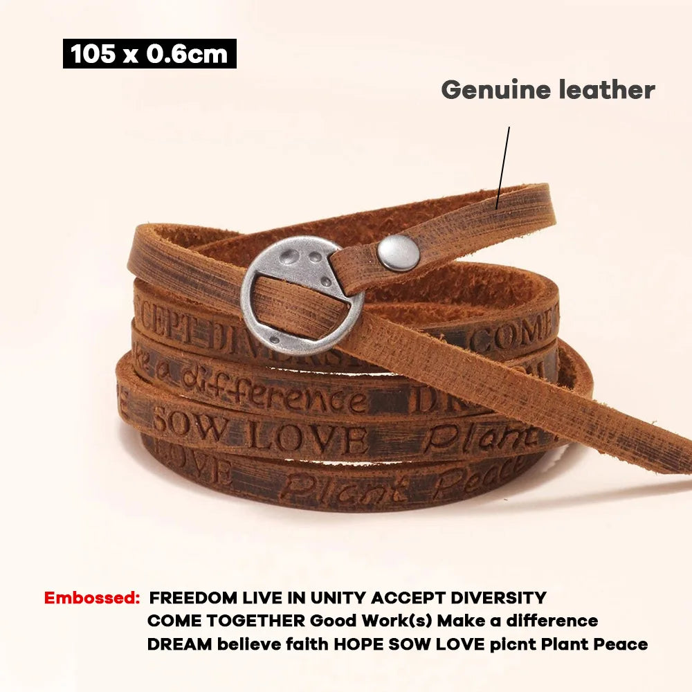 Men's Vintage Bohemian Style Multilayer Wrap Genuine Leather Bracelet
