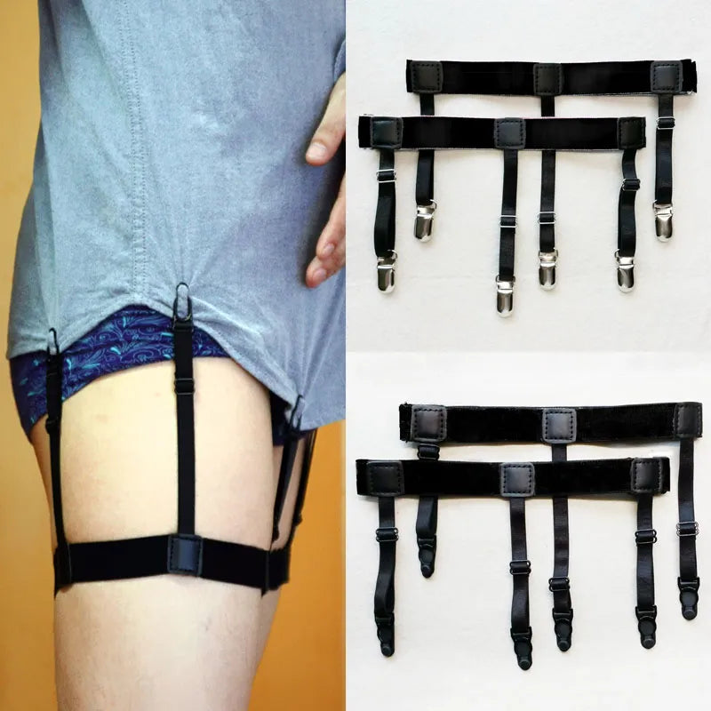 Men 2Pcs Shirt Stay Belt With Non-slip Locking Clips