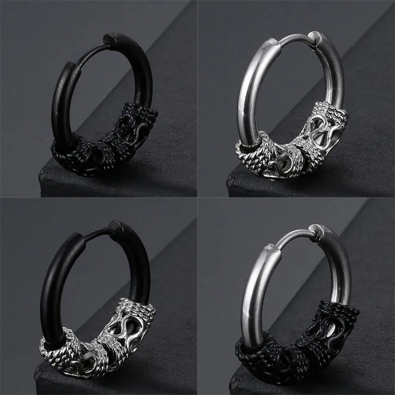 Vintage Tibetan Dragon Pattern Stainless Steel Earring