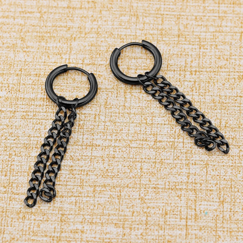 Stainless Steel Stud Vintage Black Earrings