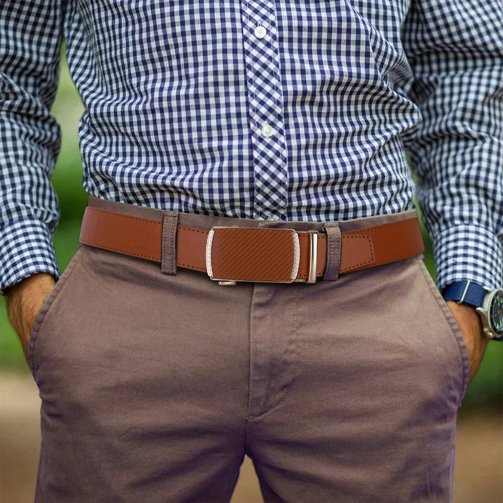 Men's Automatic Buckle High Quality Luxury Faux Leather Belt