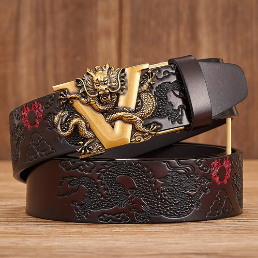 Male Vendetta Chinese Dragon Belt Carving Dragon Pattern With Automatic Buckle