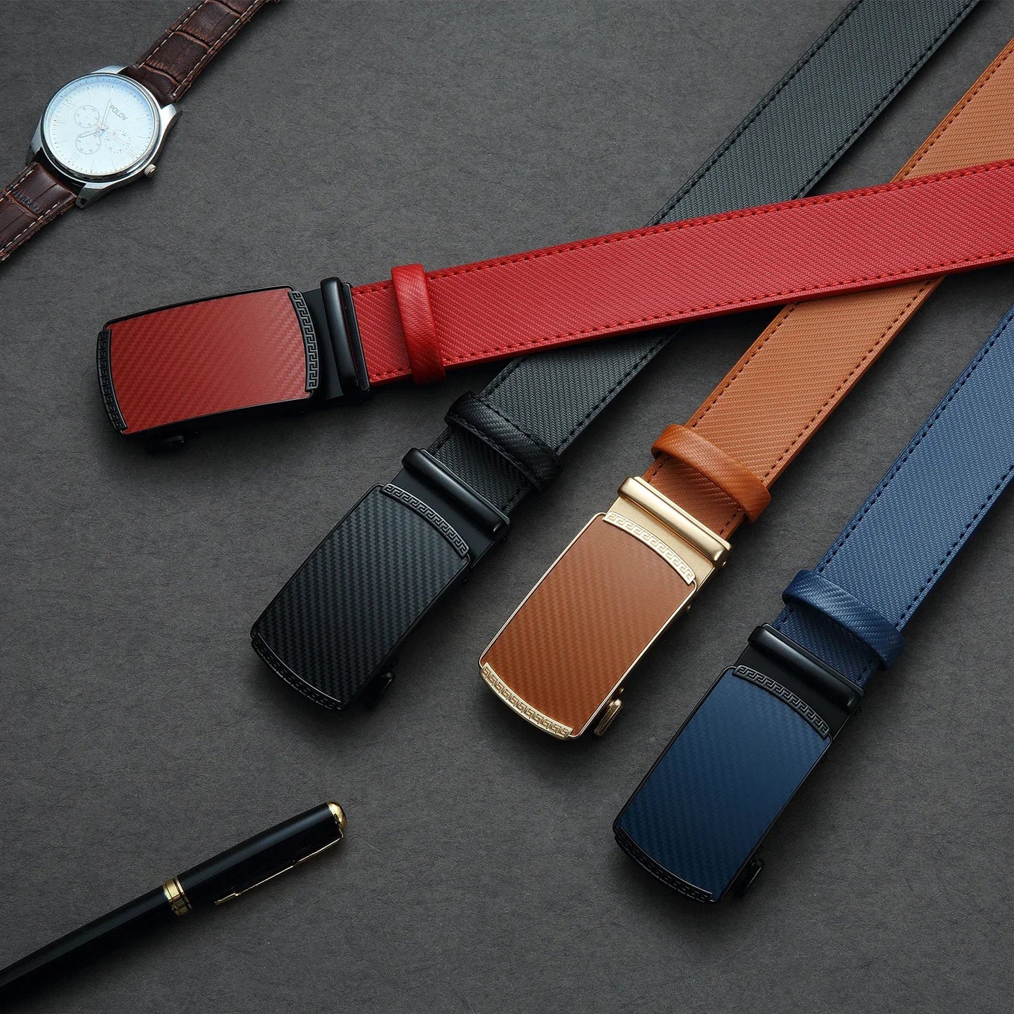 Men's Automatic Buckle High Quality Luxury Faux Leather Belt