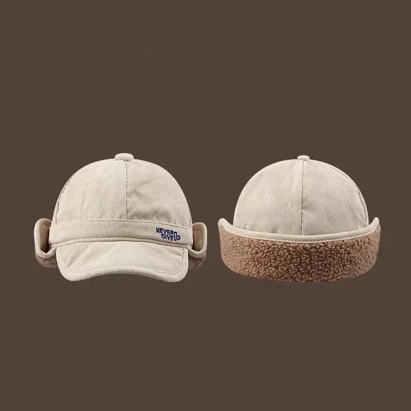 Wool Thickened Duckbill Bomber Flying Caps for Men