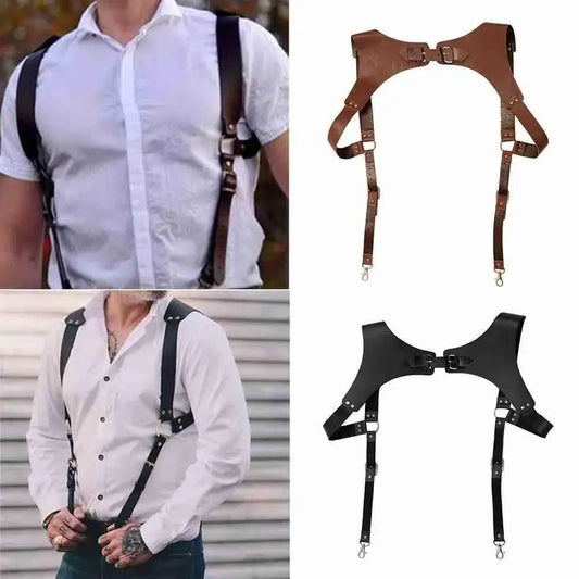 Men's Suspenders Belts New Fashion Gentle Sportsman Suspenders Leather Straps Adult Belts Suspenders Vintage Leather Straps