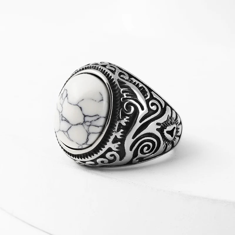 Stainless Steel Vintage Men's Stones Rings