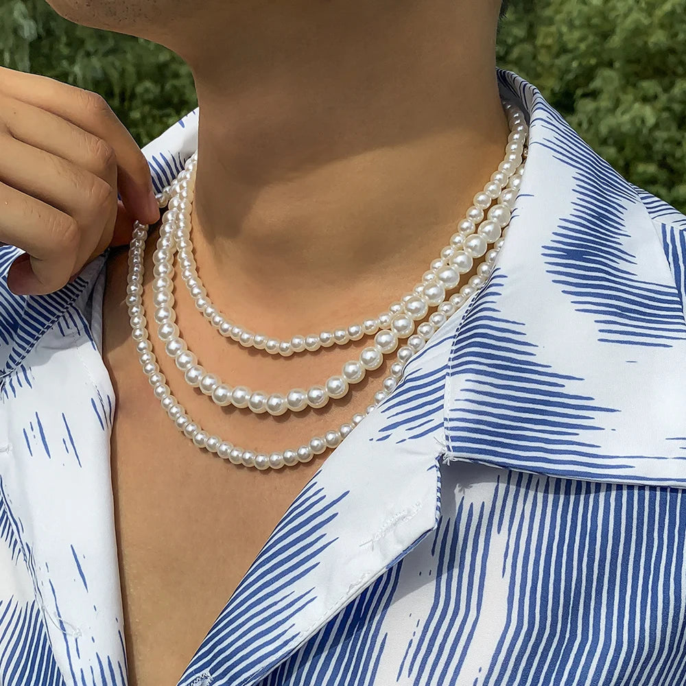 Men's Strand Bead Pearl Necklace