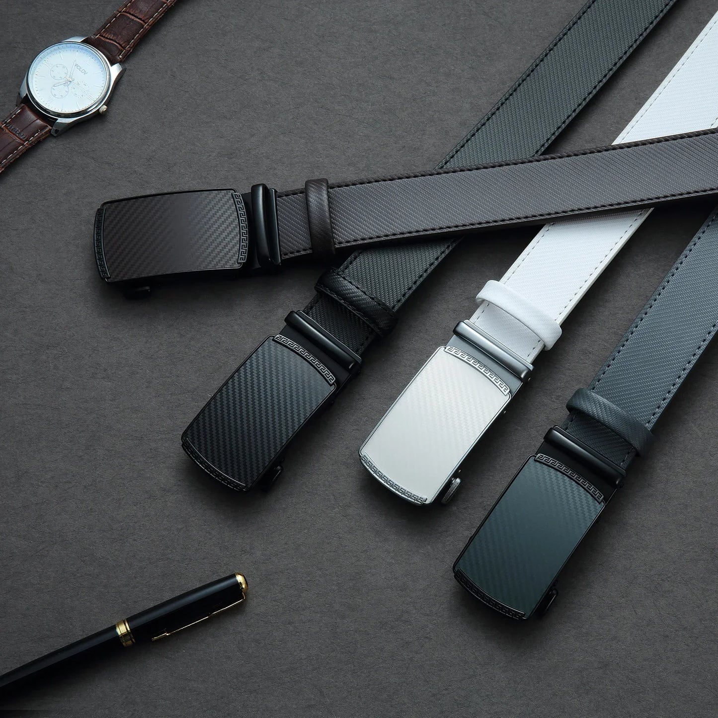 Men's Automatic Buckle High Quality Luxury Faux Leather Belt
