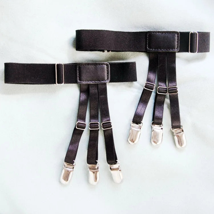 Men 2Pcs Shirt Stay Belt With Non-slip Locking Clips
