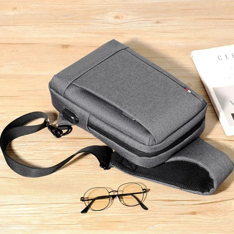 MEN'S Crossbody Casual Waterproof Shoulder Bag, Diagonal Backpack, Large Capacity Oxford Cloth